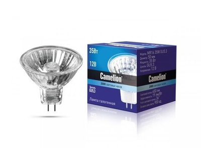 Галогенная лампа 2 шт. 35 Вт, 12В, GU5.3, диметр 55 мм, высота 45 мм - Camelion MR16 12V 35W