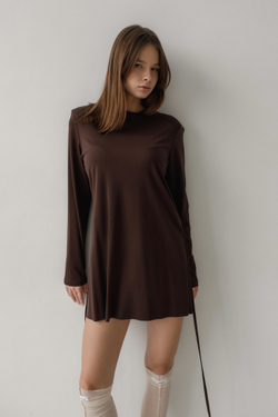 Платье мини джерси (шоколад)