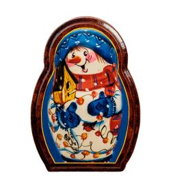 Народные промыслы ШК-11/61-D Шкатулка в технике декупаж «Матрешка-снеговик» (14х10х5)