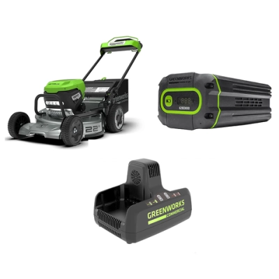 Самоходная газонокосилка Greenworks LM221S/G82B8/G82C2 82В самоходная (2 x 8 Ач, ЗУ) нож 56 см, 2519407/2951407/2939007