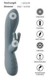 Силиконовый вибратор-кролик VELINA Rabbit Vibrator - 20 см. (Цвет: деним (грязно-синий))