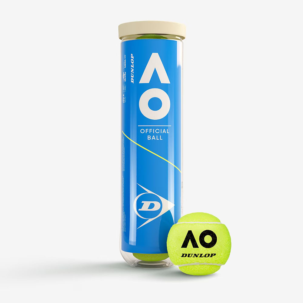 Мяч теннисный Dunlop Australian Open, 601602, уп..4 шт, одобр.ITF,фетр,нат.резина, желтый
