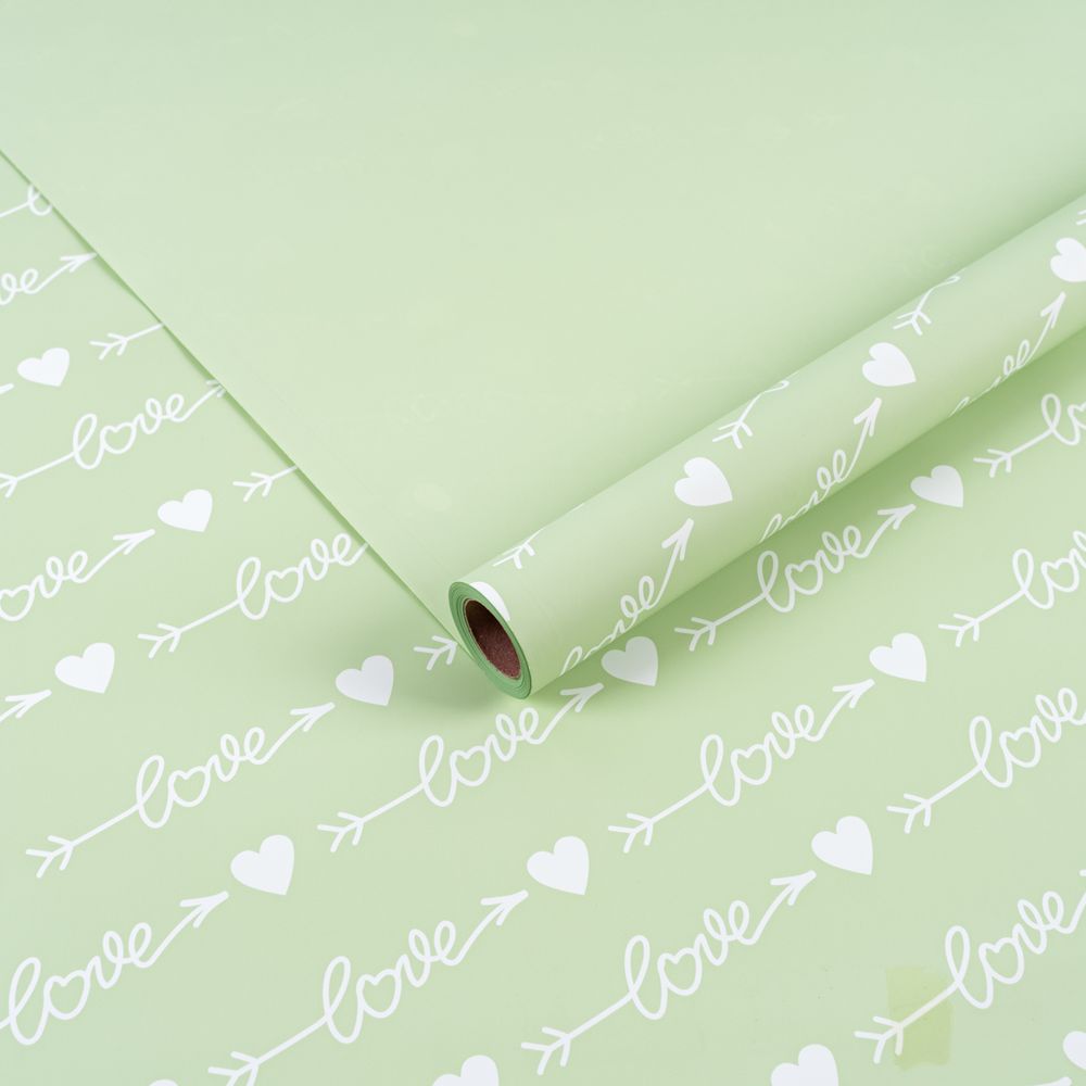 Пленка матовая &quot;Любовь-это...&quot; Зеленый чай 57см*10м