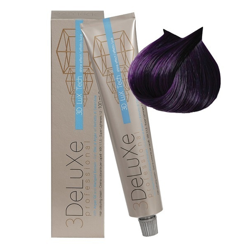 Стойкая крем-краска для волос Оттенок 5.20 Светло-каштановый ирис 3DeLuXe 100мл