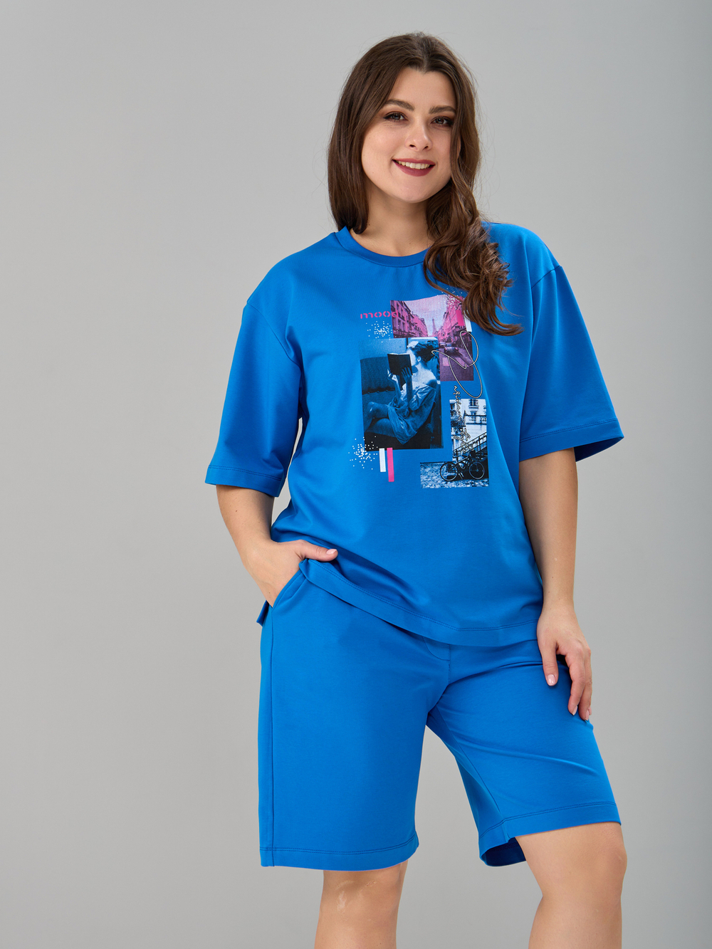 Костюм с шортами КНф-101П/васильковый