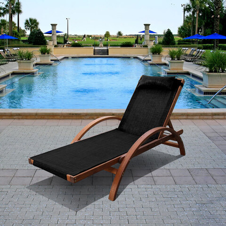 Шезлонг-лежак из сибирской лиственницы Afina AFM-512A Black