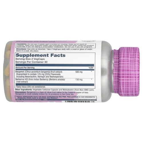 Solaray, жизненно важные экстракты, бергамот, 60 растительных капсул