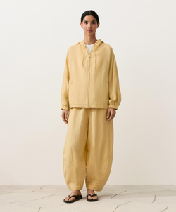 Oysho Куртка с капюшоном в полоску из 100% льна, светло-желтый