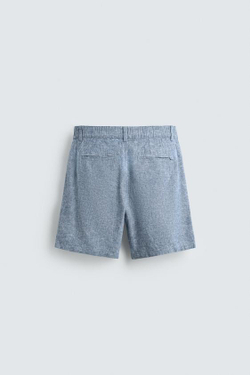 ZARA ШОРТЫ REGULAR FIT ИЗ РЕЛЬЕФНОЙ ТКАНИ, СИНИЙ/БЕЛЫЙ