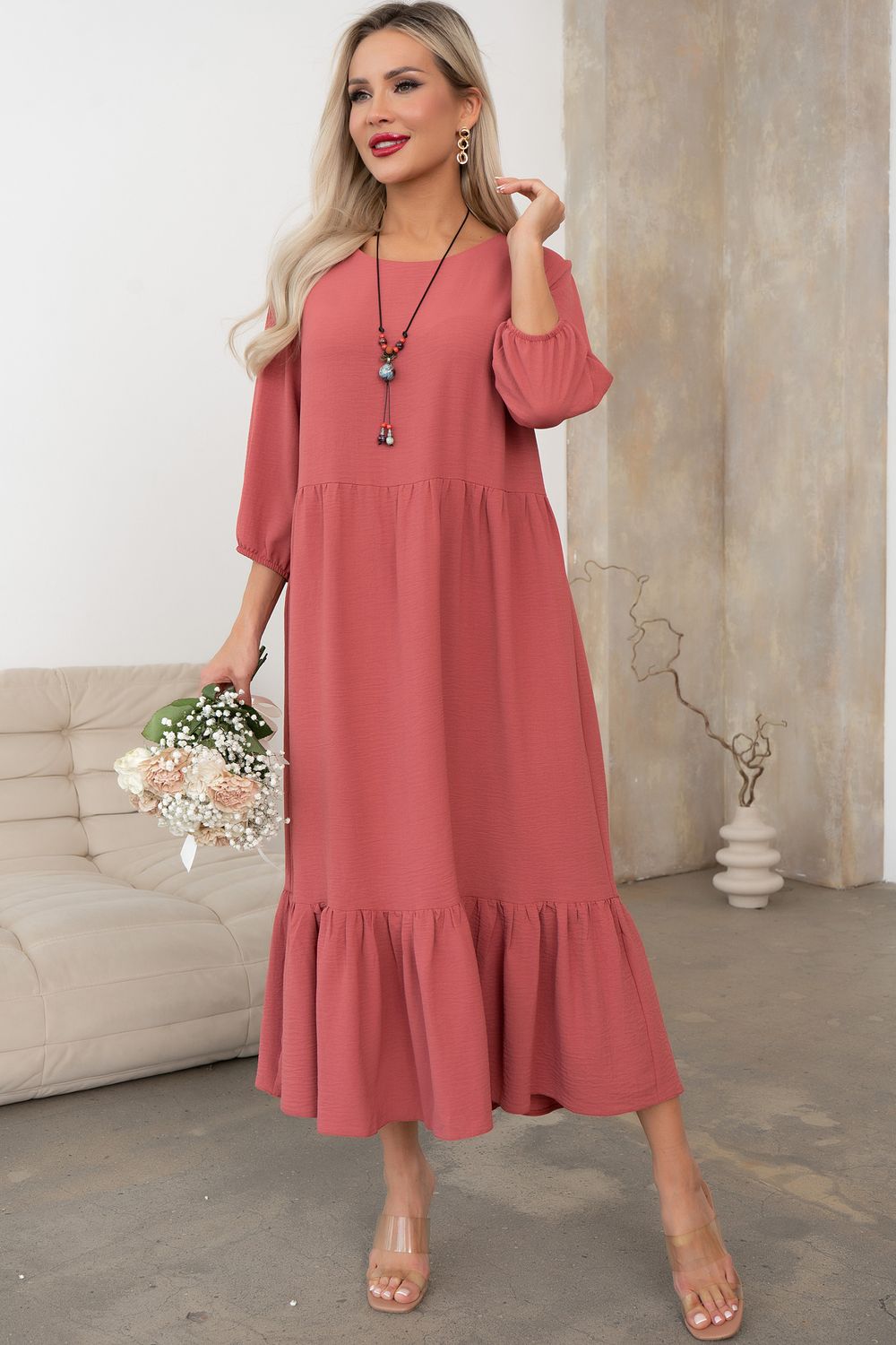 Платье Виолетта (коралл) Р11-1247 Nikol