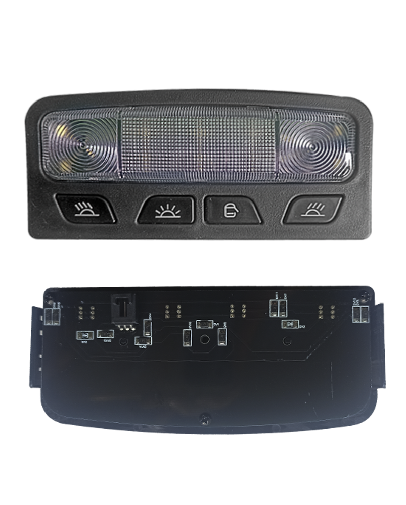 Плафон освещения салона Lada Priora LED черный, с подсветкой кнопок разъем МАЛЕНЬКИЙ