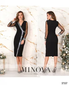Платье 2155-черное-серебро Minova