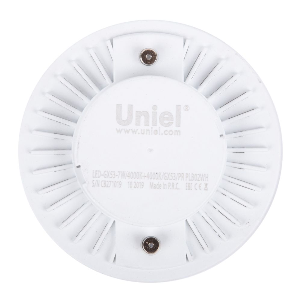 LED-GX53-7W-4000K+4000K-GX53-PR PLB02WH Лампа светодиодная. призма. Белый свет 4000K. Торцевая подсветка. Белый свет 4000K. Картон. ТМ Uniel.