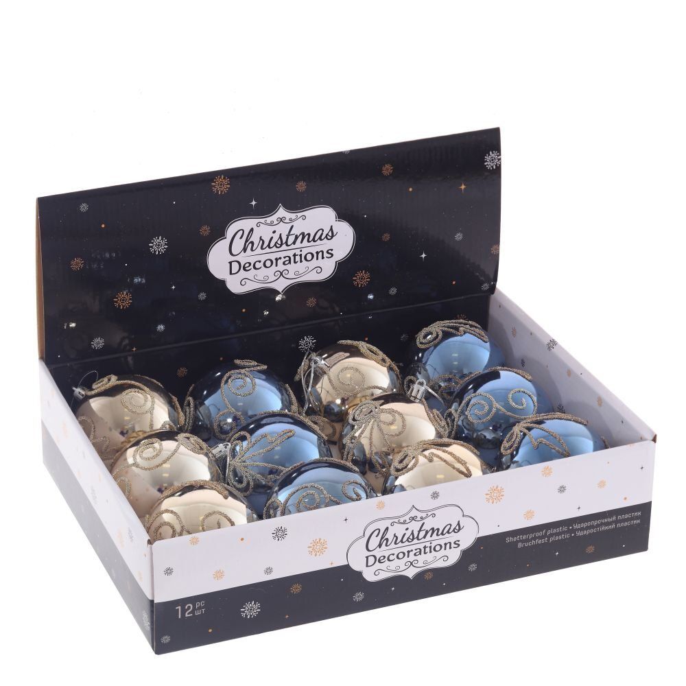 GAEM Набор из 12шт Украшение новогоднее "Шар", D 8 см, L35,5 W27 H9 см