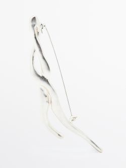 Massimo Dutti Металлическая брошь в абстрактном стиле, серебряный