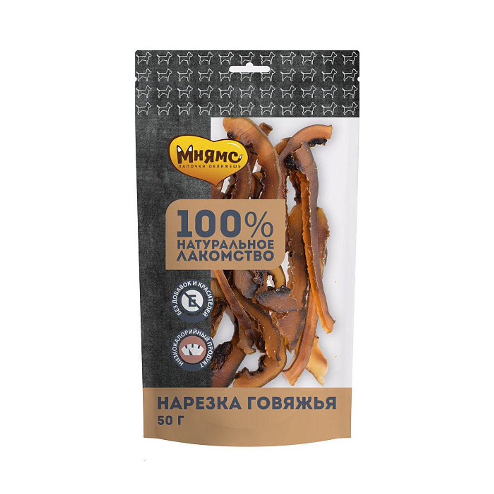 Лакомство для собак Мнямс на каждый нарезка говяжья 50г, 50 шт