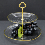 Фруктовница 2-х ярусная 27*16*23см прозрачная с золотой каймой, PP