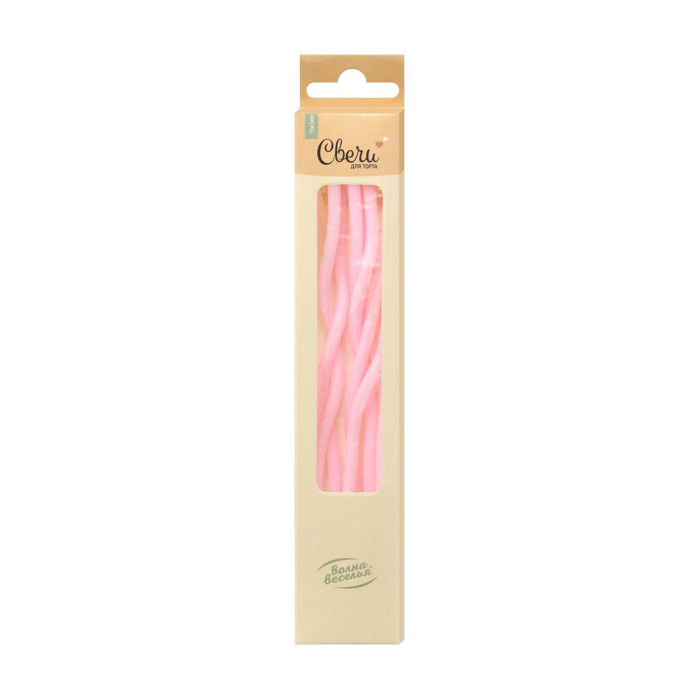 Свечи Спирали Люкс, Розовый, 0,4*13 + 3 см, 6 шт. с держат.