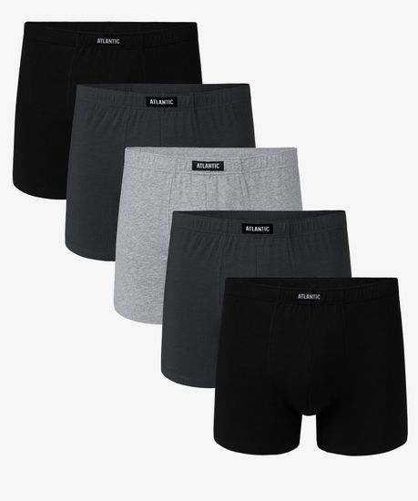 Трусы мужские боксеры (5шт), Atlantic 5SMH-001, черные + графит + серый меланж