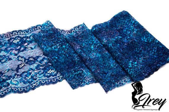 03-198 ОПТ Кружево эластичное 18 см, морской бриз, синий/голубой