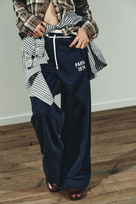 ZARA БРЮКИ В СТИЛЕ ПРЕППИ, ТЕМНО-СИНИЙ