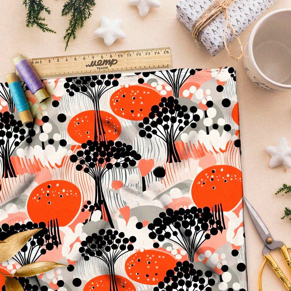 Ткань премиум таффета тайные миры