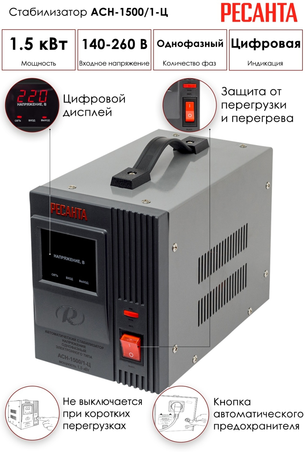 Стабилизатор напряжения Ресанта ACH-1500/1-Ц