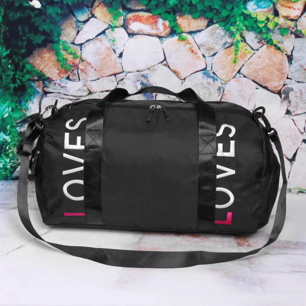 Сумка спортивная «Sport Loves», водонепроницаемый отдел + 2 кармана+отдел под обувь, цвет черный, 42*24*18 см
