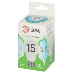 Лампа светодиодная ЭРА GREEN LINE LED A60-15W-840-E27 GL 15Вт груша яркий белый свет E27 | Лампы cветодиодные Груша (A)