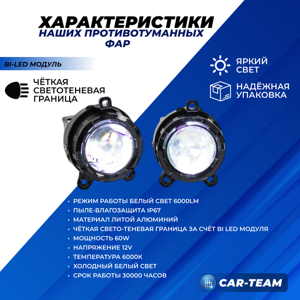Противотуманные фары (ПТФ) "ZMB" лазерные с Bi-LED модулем на Лада Приора, Шевроле Нива (2123), Газель WD-021
