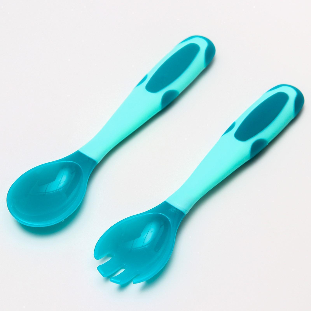 4800407 Набор приборов для кормления термовилка и термоложка, 2 шт, цвет зеленый/синий