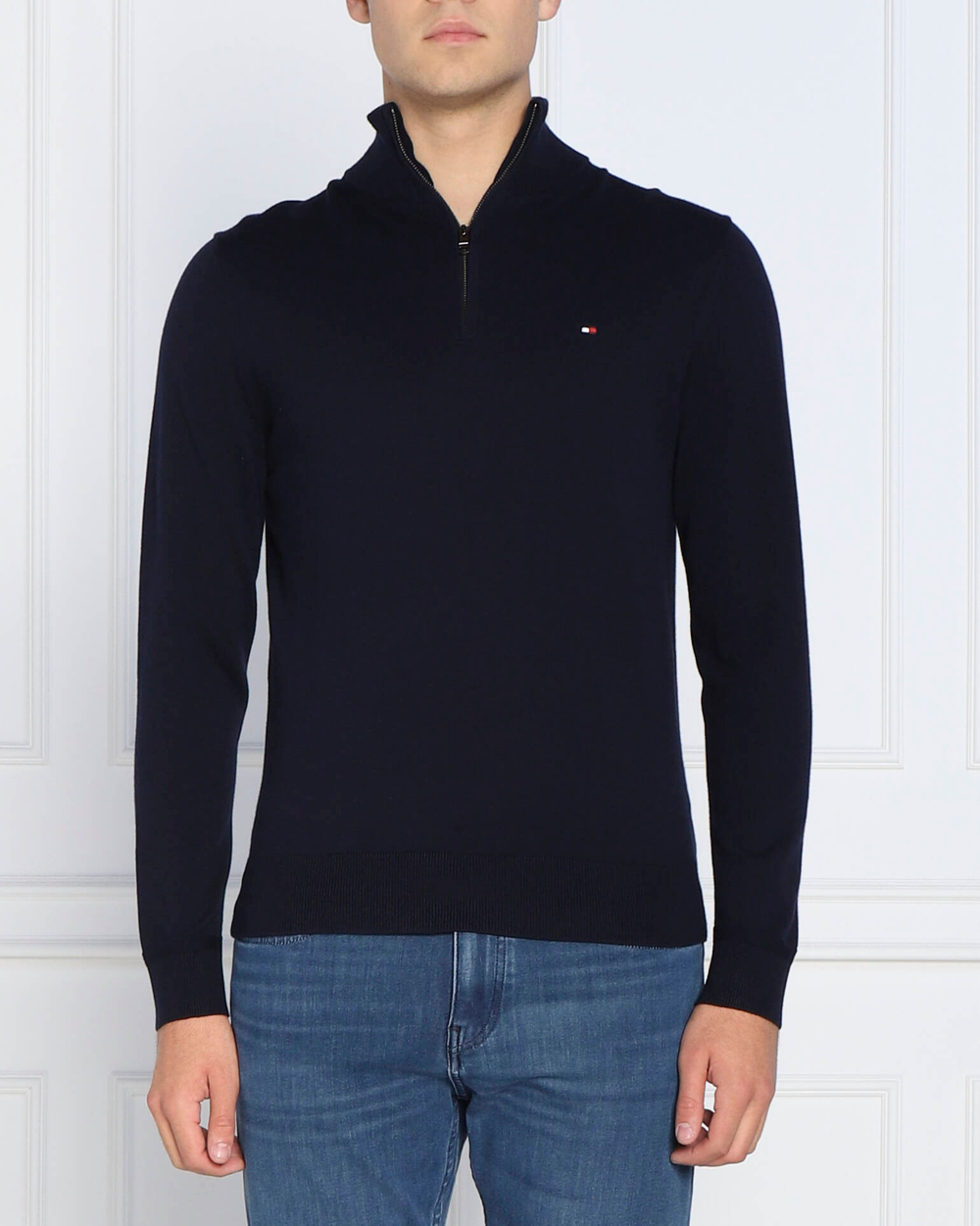 свитер zip mock Tommy Hilfiger - темно-синий(MW0MW28049)