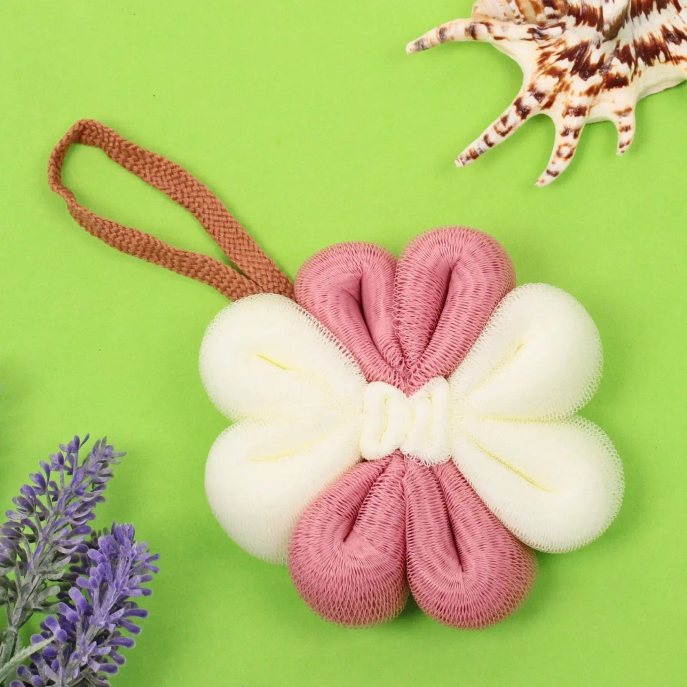 Мочалка нейлоновая «Premium - STELLA», цвет белый / пудровый, d-11см (ZIP пакет)