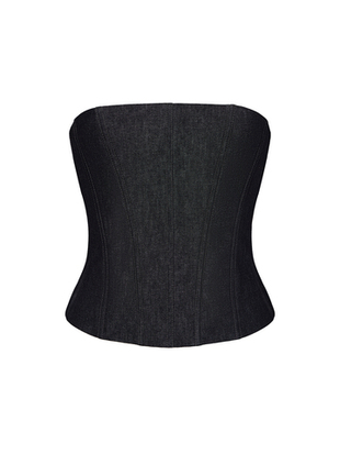 Топ корсетного типа из денима с контрастными отстрочками