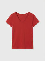 Прямая футболка с V-горловиной и манжетами