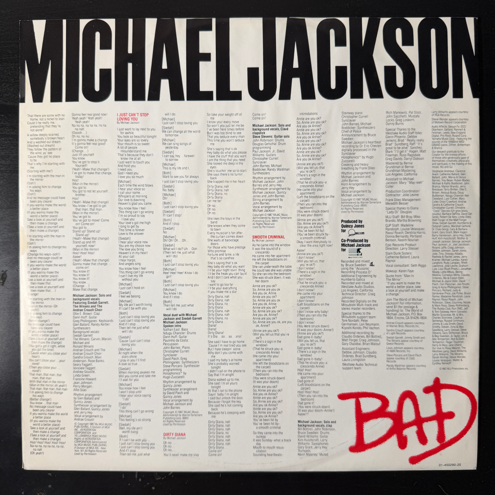 Виниловая пластинка Michael Jackson - Bad LP