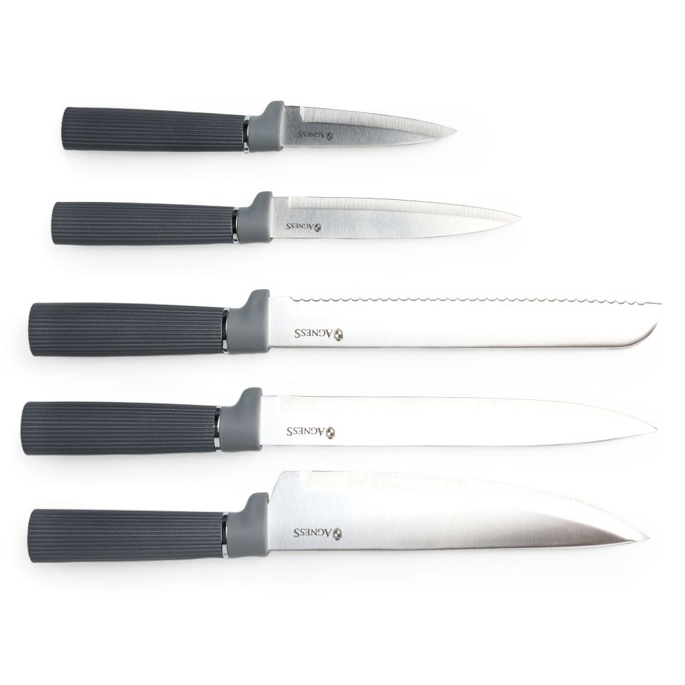 НАБОР AGNESS ИЗ 12ПР: 5 НОЖЕЙ,ДОСКА,ПОДСТАВКА,ПОЛОВНИК,ЛОЖКА,ЛОПАТКА,ШУМОВКА,ЛОЖКА ДЛЯ СПАГЕТТИ