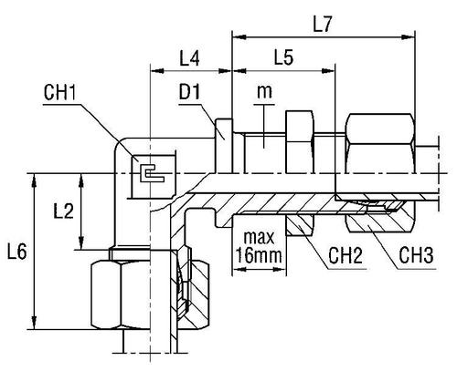 Соединение PD90 DL10 16х1.5 (в сборе)