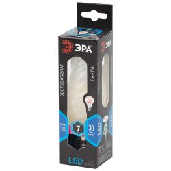 Лампочка светодиодная ЭРА F-LED BTW-7W-840-E14 frost Е14 / E14 7Вт филамент свеча витая матовая нейтральный белый свет