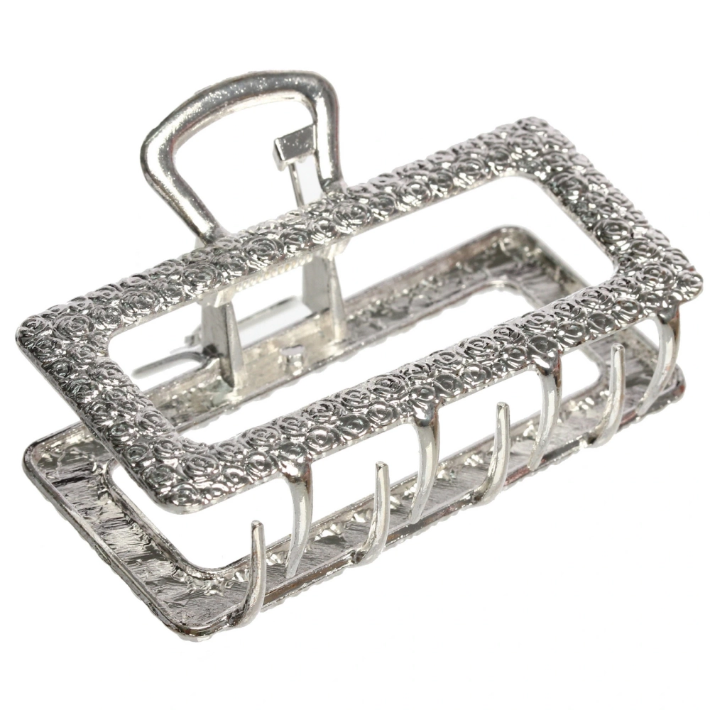 Заколка-краб для волос «AKS - DesignPRO», прямоугольник, цвет золото и хром, 6.7*3см