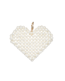 Подвеска на сумку, сердце из мелкого жемчуга