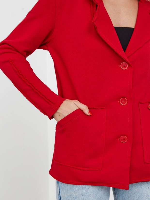 Жакет строчки трикотажный, красный