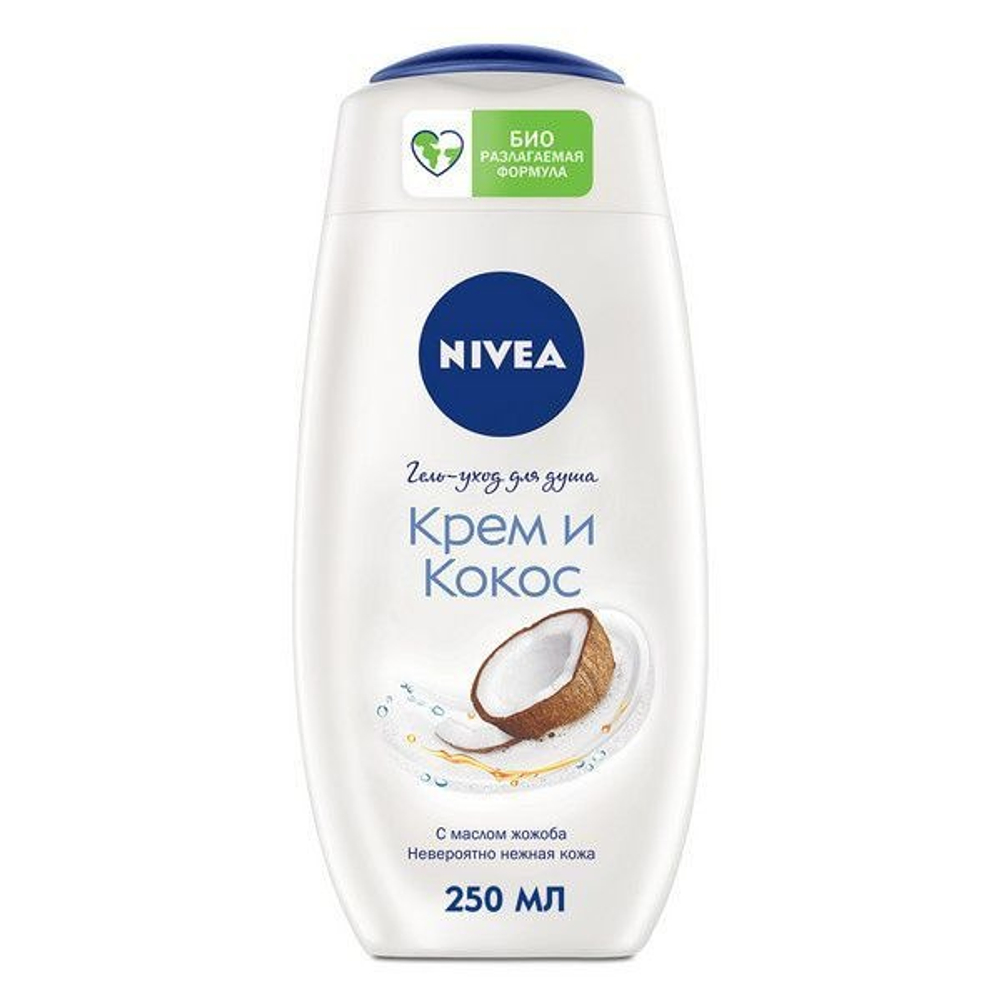 NIVEA ГЕЛЬ-УХОД  Д/ДУША КРЕМ И КОКОС 250 МЛ*12