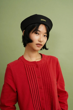 Платье с защипами на груди из красного хлопка-твил