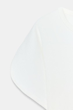 ZARA ФУТБОЛКА С ОБЪЕМНЫМИ РУКАВАМИ, ЖЕЛТОВАТО-БЕЛЫЙ