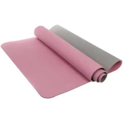 Коврик для йоги 6 мм 183х80 см «Энергия» 2х сторонний TPE, розовый/серый