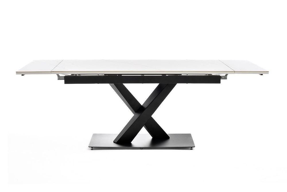 "Юпитер" стол интерьерный раздвижной обеденный из керамики, цвет белый глянцевый