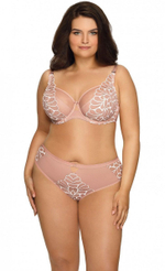 Бюстгальтер на косточках с мягкой чашкой и молочной контрастной отделкой (Размер: 65F) (Цвет: бежевый)