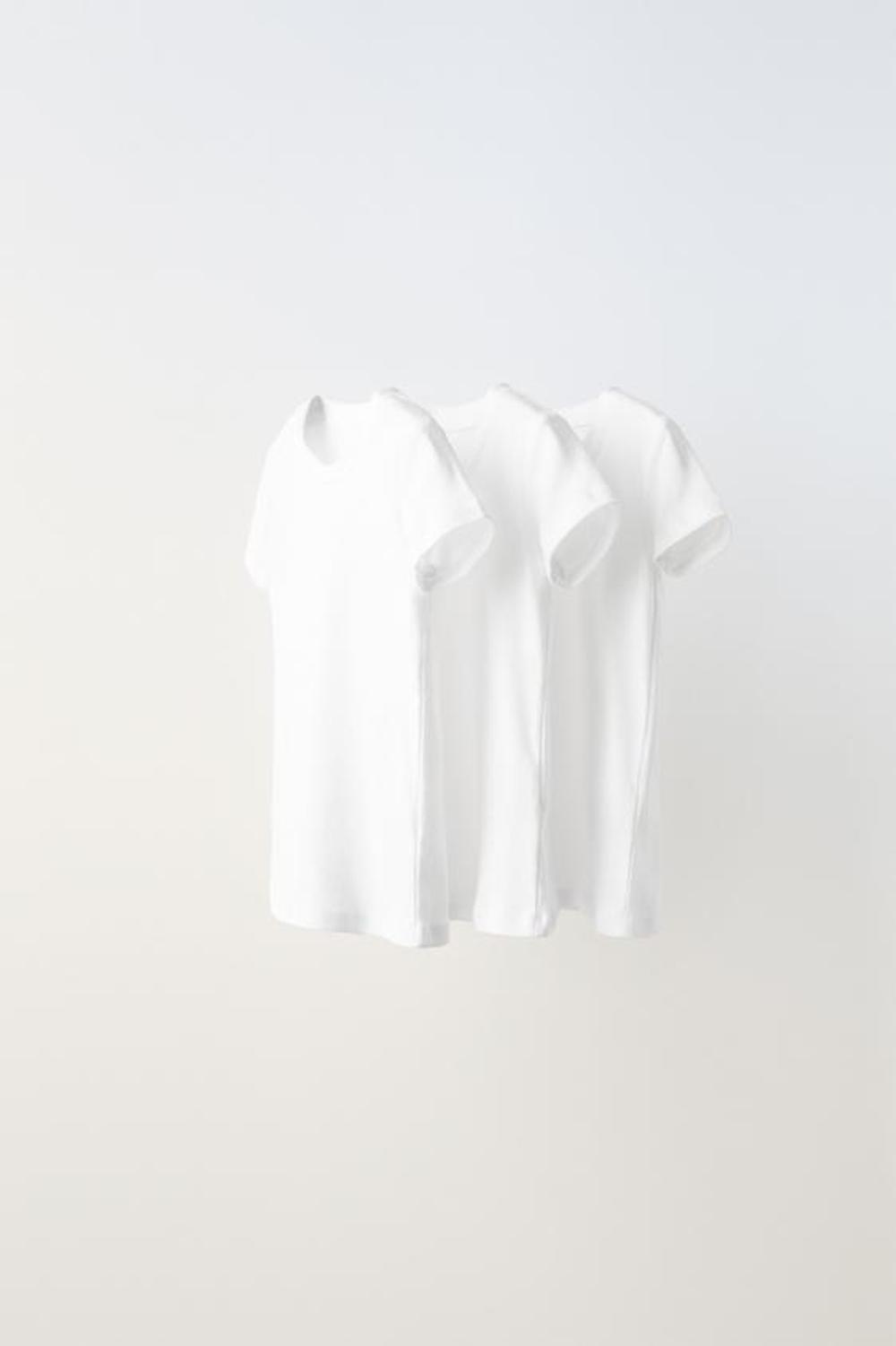 ZARA НАБОР ИЗ ТРЕХ ФУТБОЛОК, БЕЛЫЙ