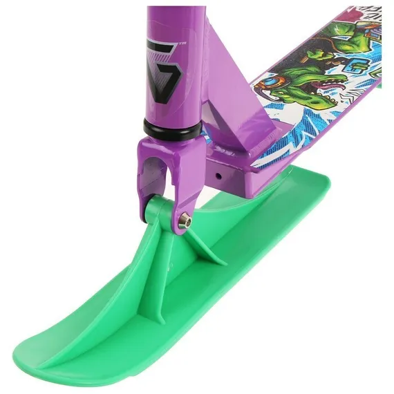 Самокат-снегокат зимний трюковой 2 в 1, цвет фиолетовый